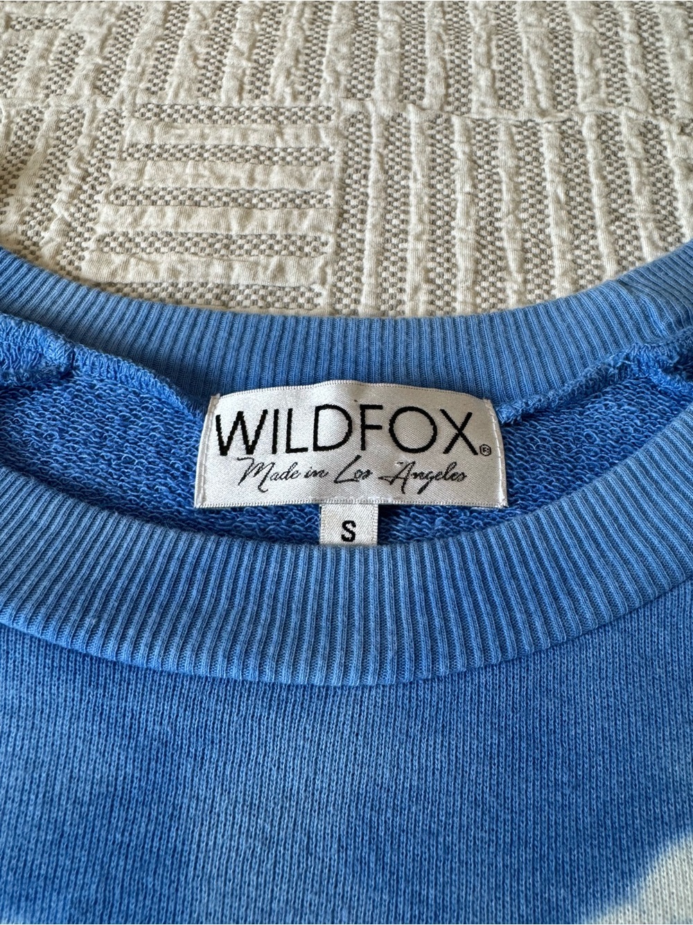 Wildfox Blue White Tie Dye Sweatshirt Small | Lightweight Cotton Blend Pullover - Picture 4 of 10